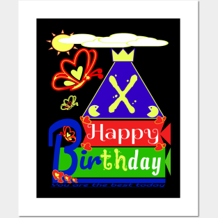 Happy Birthday Alphabet Letter (( X )) You are the best today Posters and Art